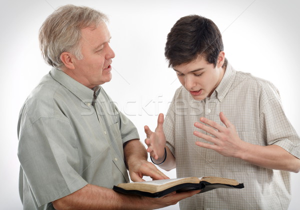 Wort Gott Vater Sohn junger Mann Stock foto © georgemuresan