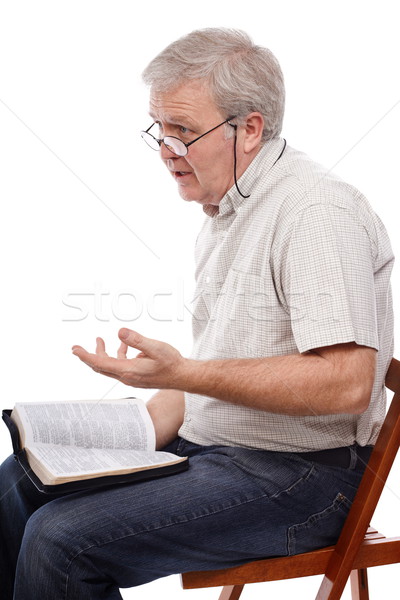 Spirituális beszéd idős lelkész beszél szó Stock fotó © georgemuresan