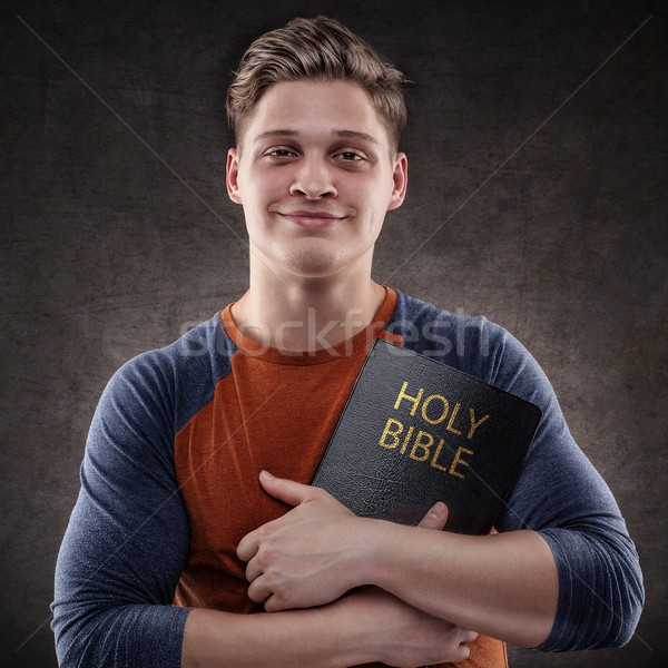 Liebe Wort Gott glücklich junger Mann Stock foto © georgemuresan