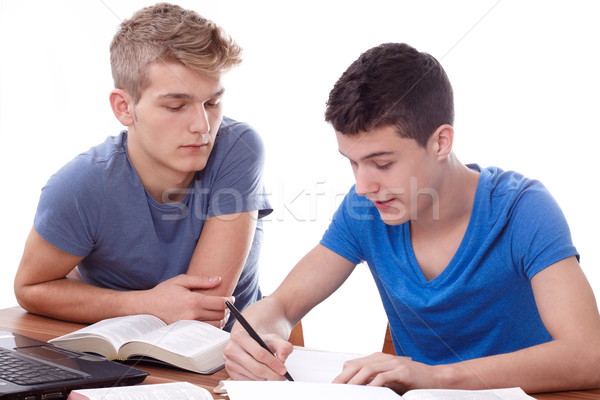 Stock foto: Studium · zusammen · zwei · jungen · Jungs · Bibel