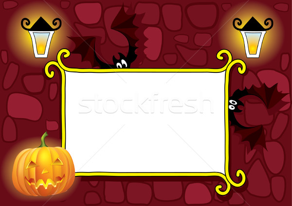 Halloween ontwerp frame teken groene rock Stockfoto © GeraKTV