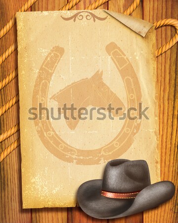 Oud papier textuur cowboy ontwerp schilderij hoed Stockfoto © GeraKTV