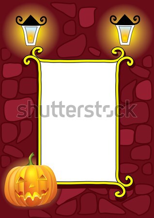 Halloween ontwerp frame teken groene rock Stockfoto © GeraKTV