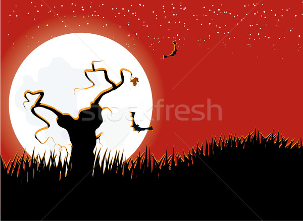 Halloween Landschaft Vektor Mond Licht Design Stock foto © GeraKTV