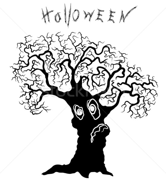 Halloween boom groot silhouet ontwerp blad Stockfoto © GeraKTV