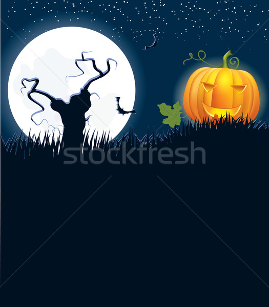 Halloween landschap vector drogen boom maan Stockfoto © GeraKTV