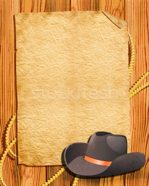 Texas cowboy oud papier communie schilderij silhouet Stockfoto © GeraKTV