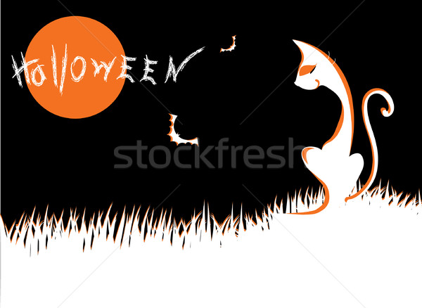 Halloween kat vector maan licht Stockfoto © GeraKTV