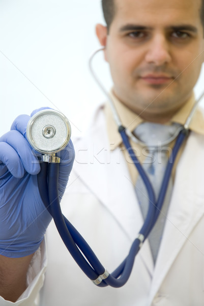 Lekarza stetoskop portret działalności szczęśliwy Zdjęcia stock © Geribody
