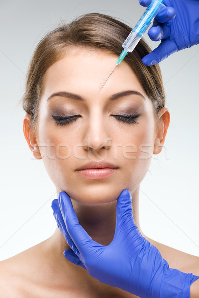 Beautiful, flawless female face - plastic surgery, injections Stock photo © Geribody