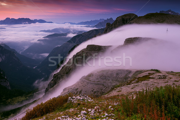 Italy, Dolomites - wonderful scenery, mountains in the early morning hazy  Stock photo © Geribody