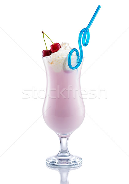 Cseresznye shake tejszínhab izolált fehér üveg Stock fotó © Geribody
