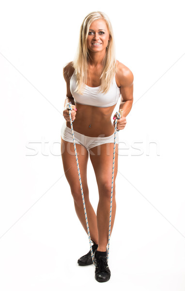 Kobieta młoda kobieta liny odizolowany biały ciało Zdjęcia stock © Geribody