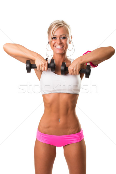 Fitness  women smiling, happy. Fitness woman lifting  Stock photo © Geribody