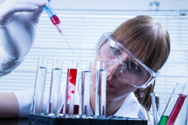 Foto stock: Laboratório · mulher · lab · médico · ciência · trabalhador