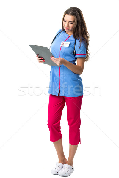 Dość pielęgniarki folderze lekarza szczęśliwy medycznych Zdjęcia stock © Geribody