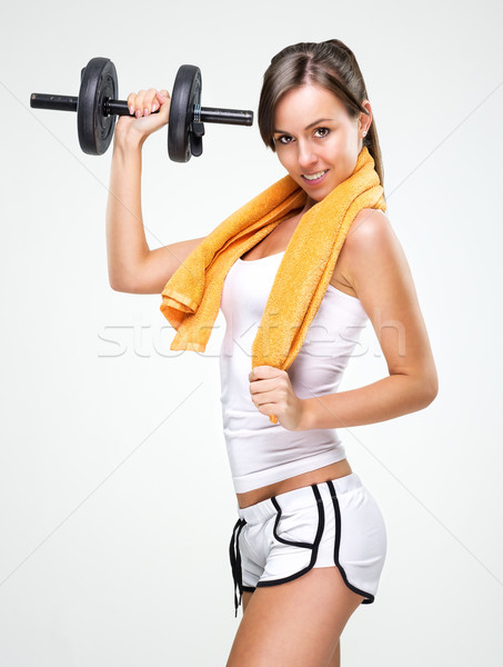 Viver corpo musculoso mulher água comida Foto stock © Geribody
