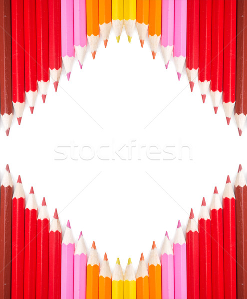 Kolorowy ołówki środkowy ramki pióro tle Zdjęcia stock © Geribody