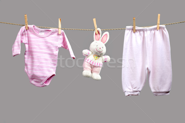 Baby girl y clothes   on the clothesline Stock photo © Geribody