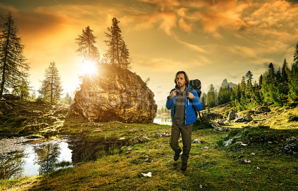 Hiker in the Italian Dolomites Stock photo © Geribody