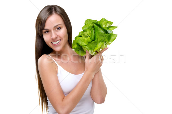 Stok fotoğraf: Yemek · sebze · kadın · mutlu · güzellik