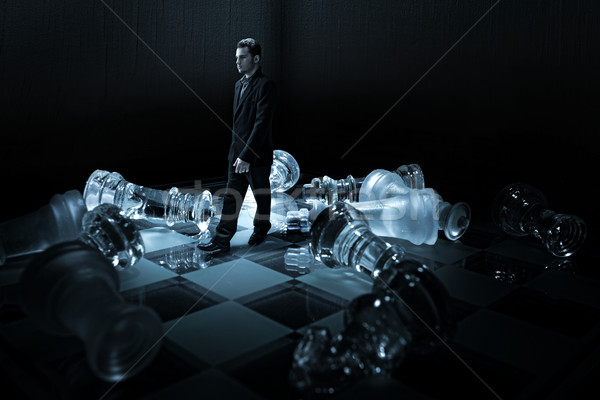 Zakenman schaakbord lopen business man sport Stockfoto © Geribody