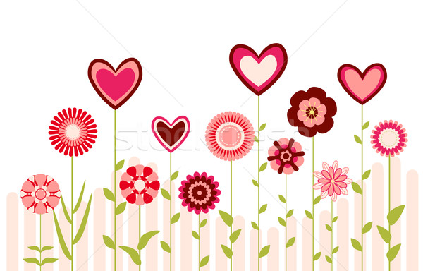 cute flowers and hearts Stock photo © Ghenadie