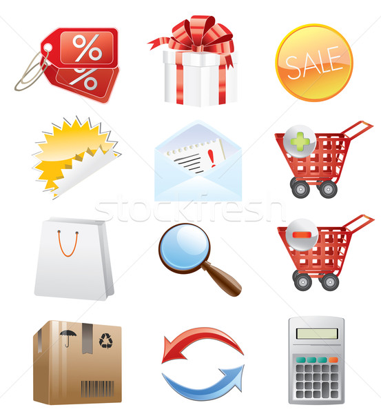 Zakupy ikona polu mail finansów Kalkulator Zdjęcia stock © Ghenadie