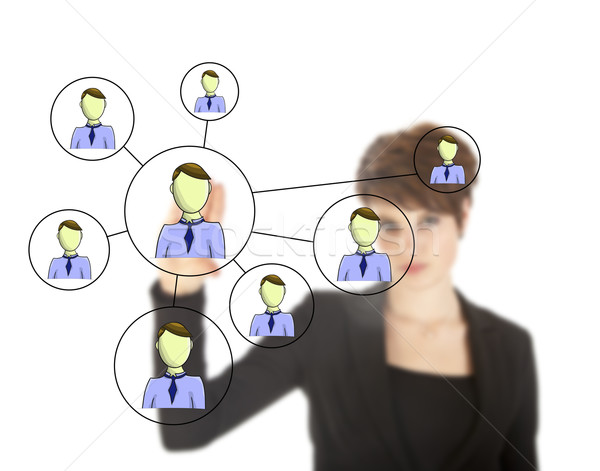 Businesswoman with online friends network isolated on white background Stock photo © gigra