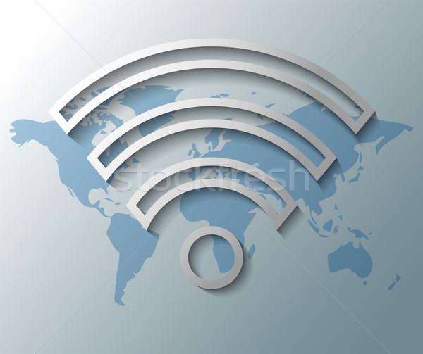 Ilustração wi-fi símbolo mapa do mundo negócio internet Foto stock © gigra