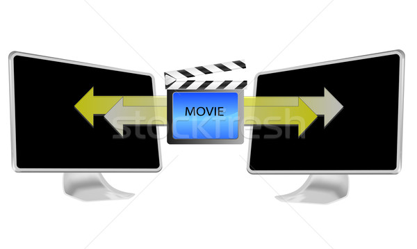 Illustration of streaming movie on pc isolated on white background Stock photo © gigra