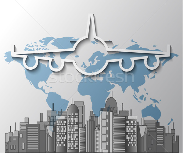 Illustration avion carte du monde affaires design [[stock_photo]] © gigra