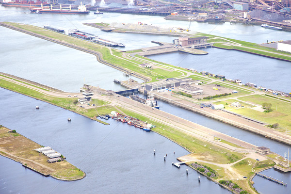 Aerial view at sea lock IJmuiden, The Netherlands Stock photo © gigra