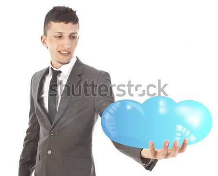 Jeune homme nuage isolé blanche affaires [[stock_photo]] © gigra