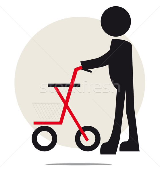 Illustration of senior with walker on circle background Stock photo © gigra