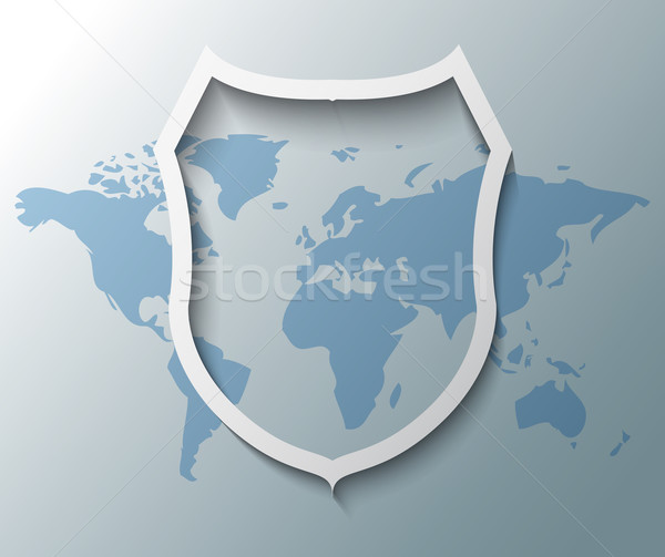 Illustration of shield sign with world map Stock photo © gigra