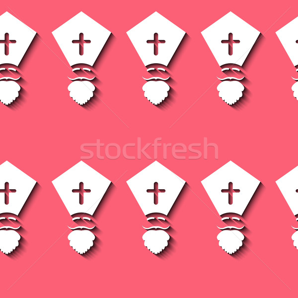 Illustration of seamless Sinterklaas on red background vector