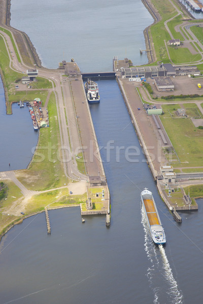 Dutch sea lock at IJmuiden, The Netherlands from above Stock photo © gigra