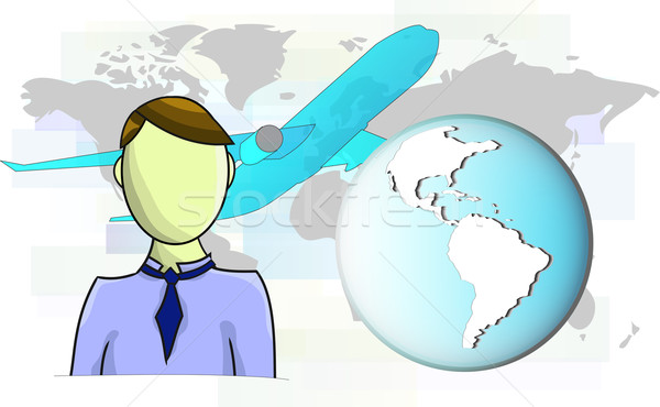 Illustration affaires avion carte du monde image [[stock_photo]] © gigra