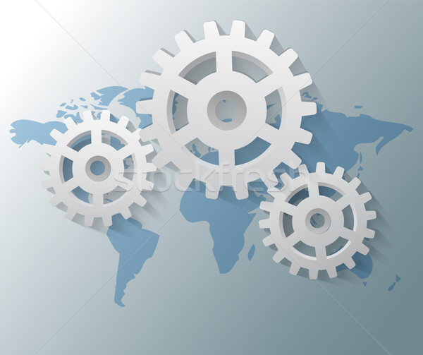 Illustration of gears with world map Stock photo © gigra