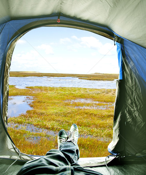 à l'intérieur tente vue lac ciel eau [[stock_photo]] © gigra