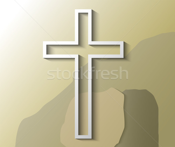 Ilustracja Christian krzyż pusty grobu chmury Zdjęcia stock © gigra