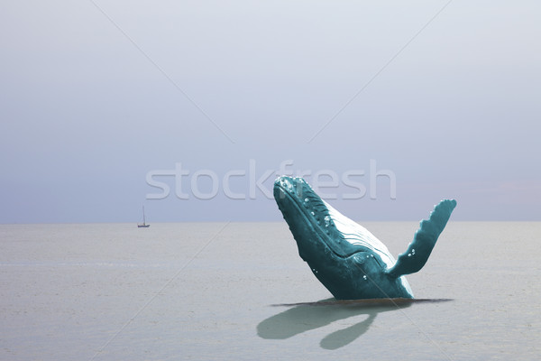 огромный кит морем мало судно океана Сток-фото © gigra