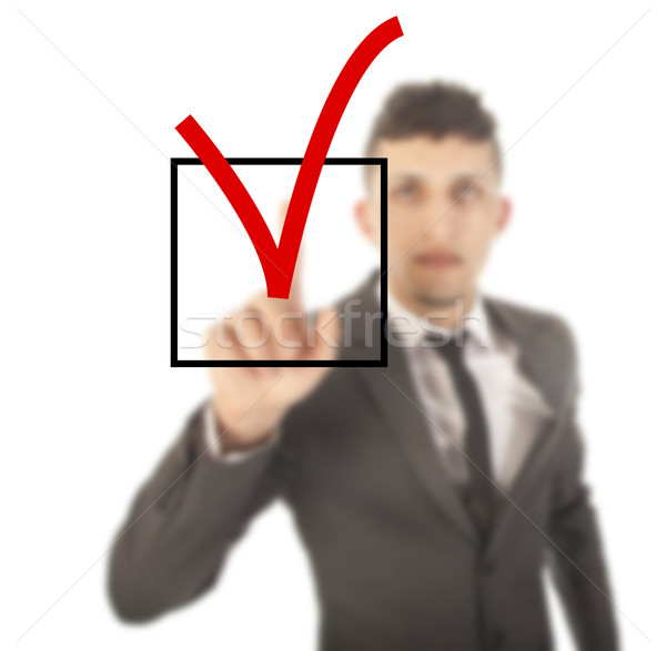 Jovem empresário checkbox isolado branco mão Foto stock © gigra