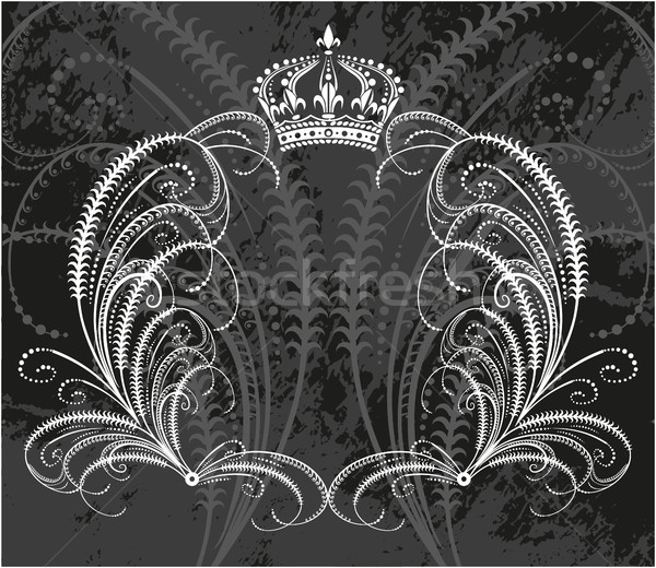 Decorativo quadro coroa preto e branco floral mão Foto stock © gintaras