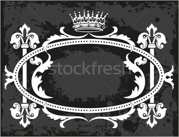 装飾的な フレーム クラウン 黒白 フローラル ストックフォト © gintaras