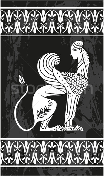Vector vechi grec femeie cap leu Imagine de stoc © gintaras