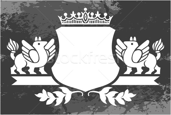 Decoratief frame kroon zwart wit Stockfoto © gintaras