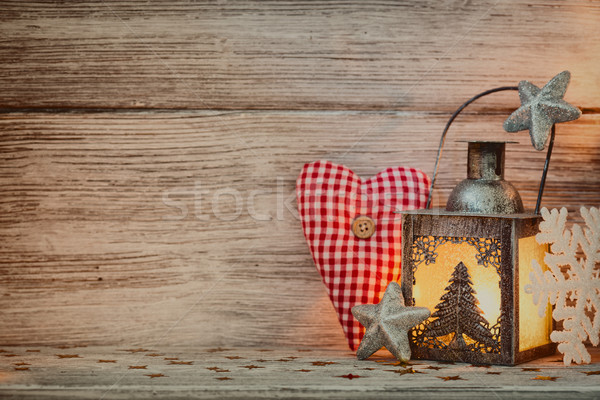Lanterna Crăciun copac lemn Imagine de stoc © gitusik