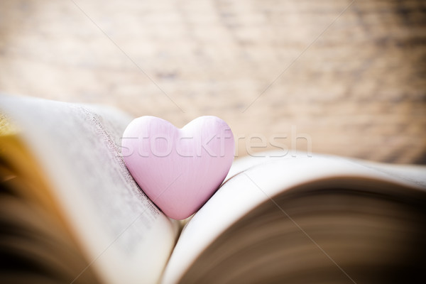 Pink heart of the book. Greeting cards. Stock photo © gitusik